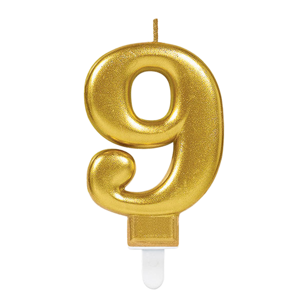 Candle Number 9  Gold